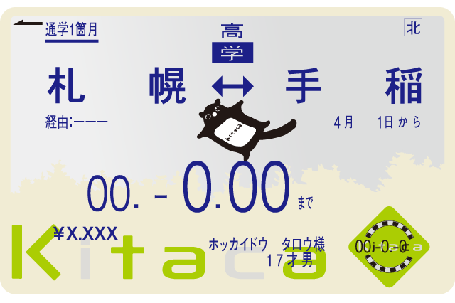 Kitaca定期券カードデザイン
